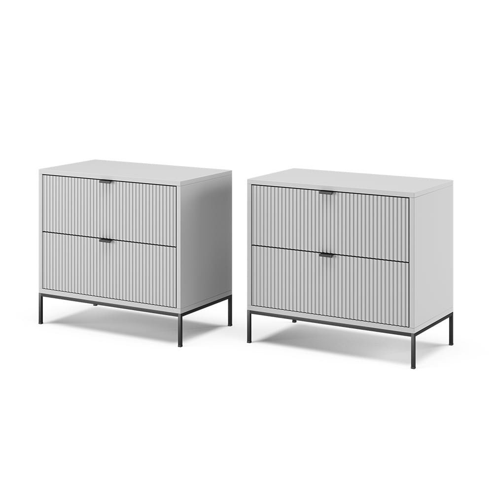 Vicco 2er Set Nachttische, Grau 66 x 60cm style modern Grau Spanplatte
