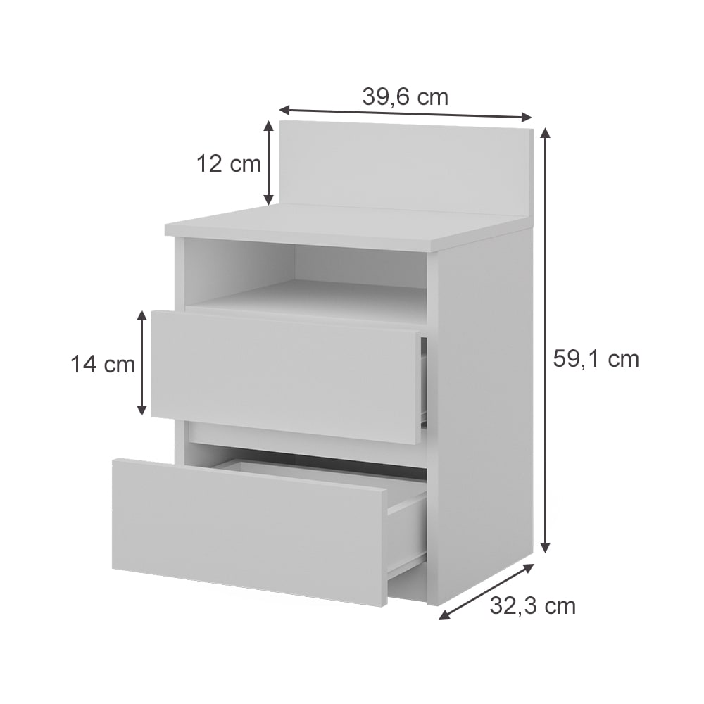 Table de chevet, blanc 39.6 x 59.1cm - Maisons du Monde