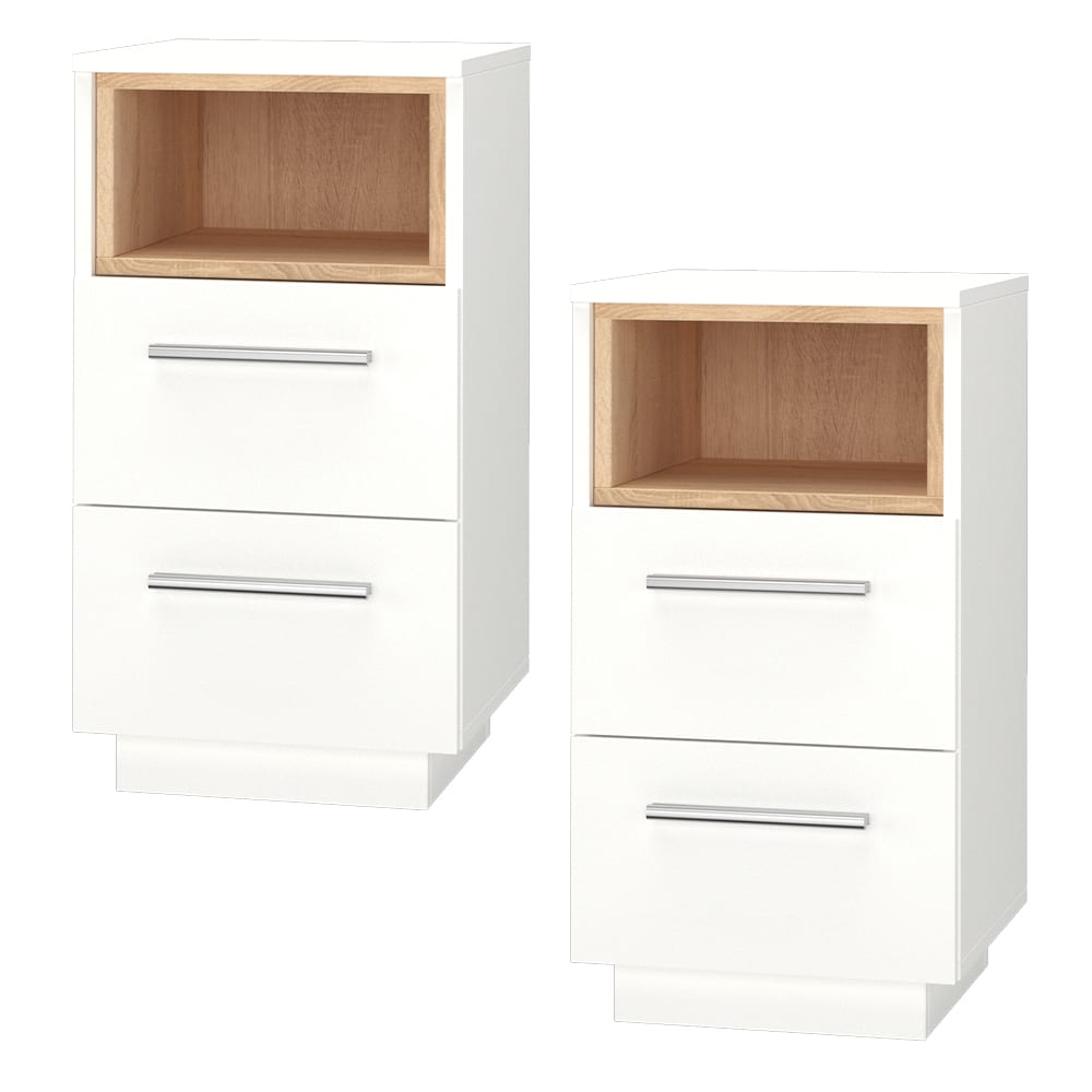 Vicco 2er Set Nachttische, Weiß 36 x 68cm style modern Weiß Spanplatte