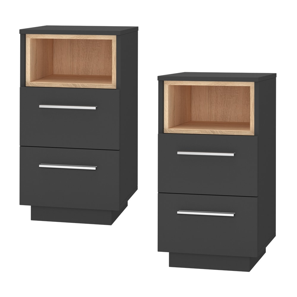 Vicco 2er Set Nachttische, Anthrazit 36 x 68cm style modern Grau Spanplatte