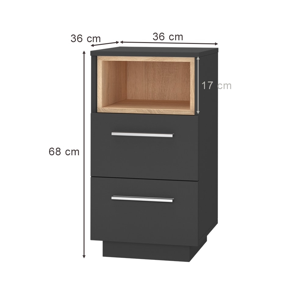 Lot de 2 tables de chevet anthracite, 36 x 68cm - Maisons du Monde