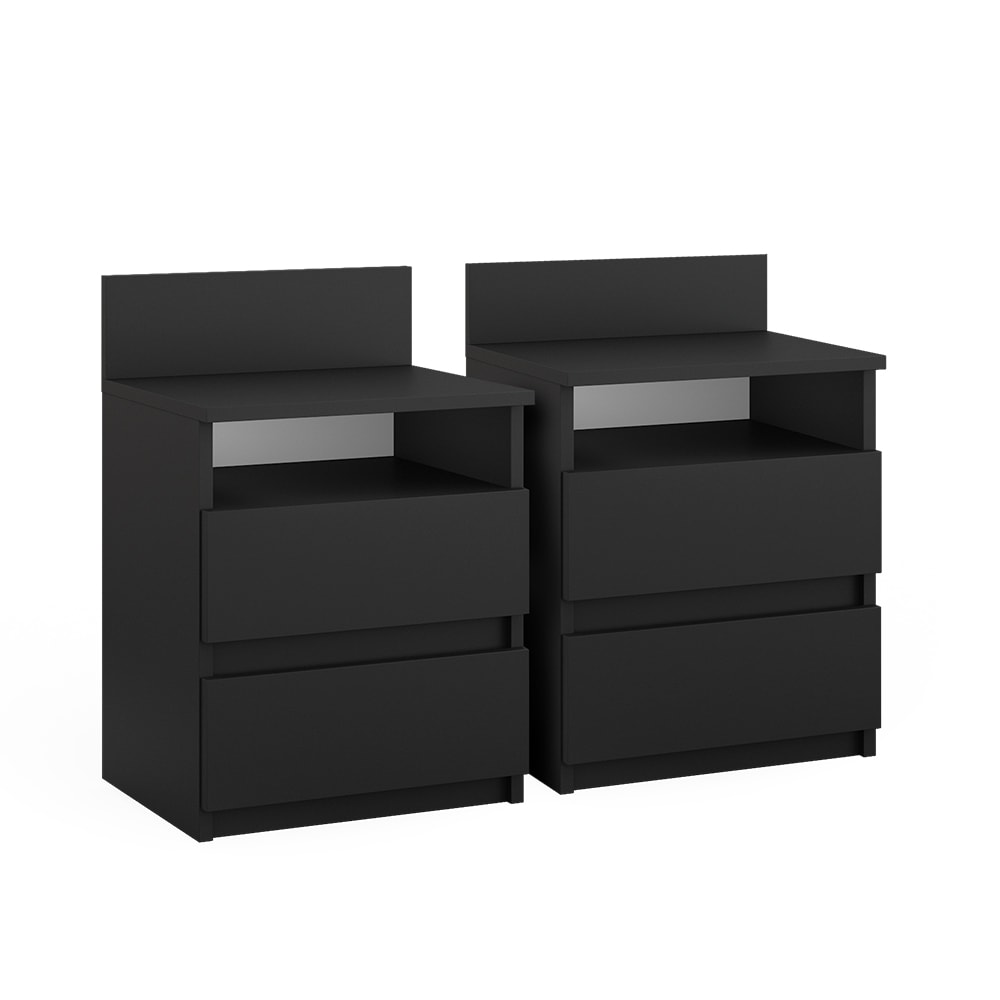 Vicco 2er Set Nachttische, Schwarz 39.6 x 59.1cm style modern Schwarz Spanplatte