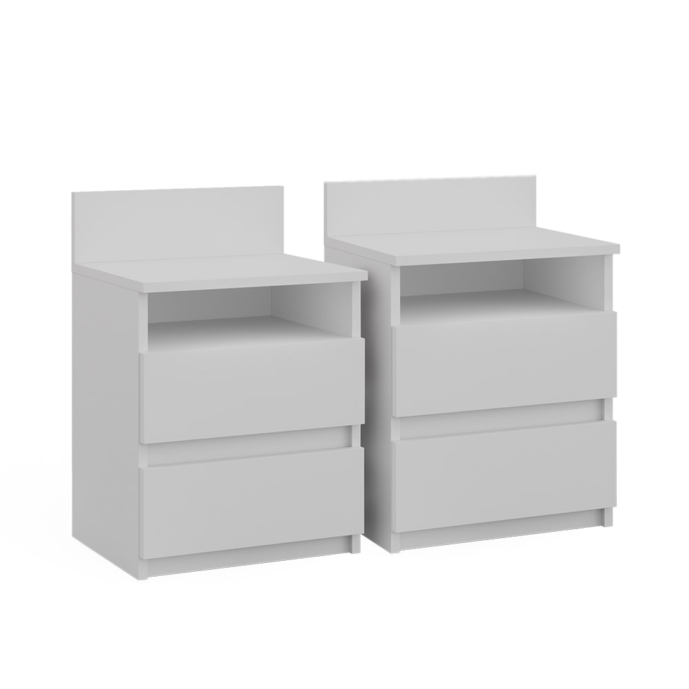 Vicco 2er Set Nachttische, Weiß 39.6 x 59.1cm style modern Weiß Spanplatte