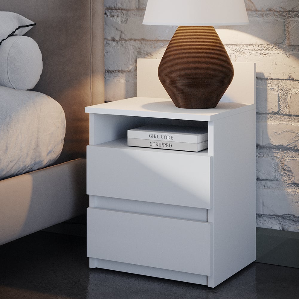 Lot de 2 tables de chevet blanches, 39.6 x 59.1cm