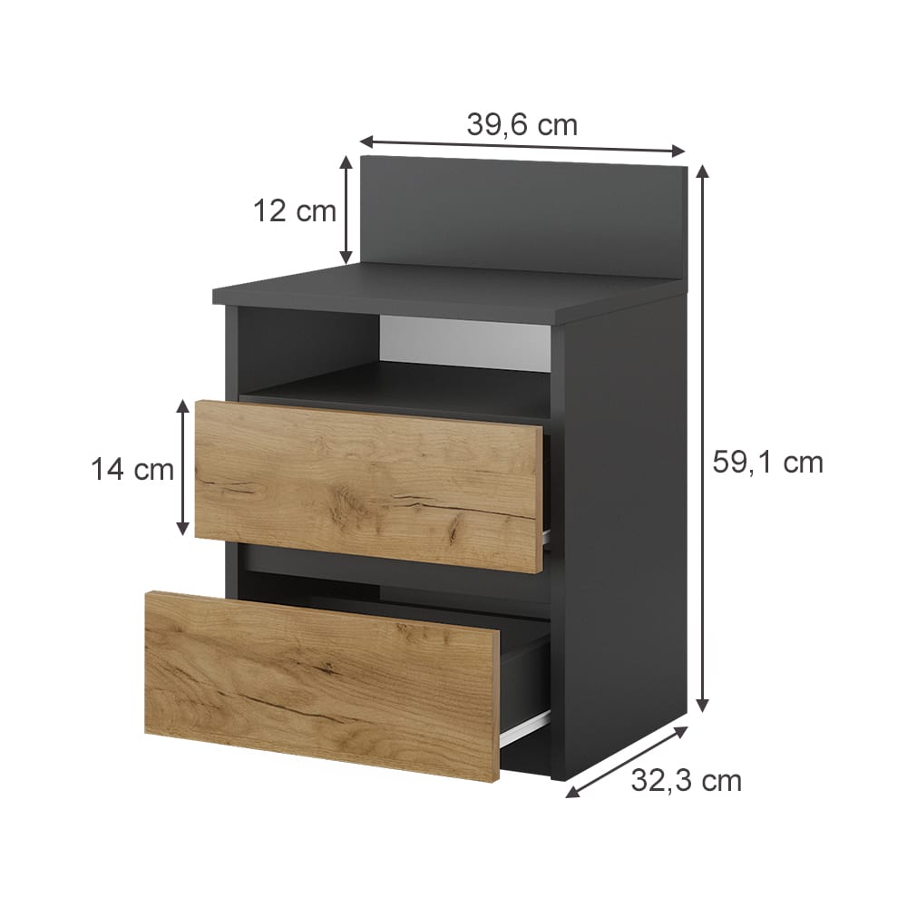 Table de chevet, anthracite 39.6 x 59.1cm - Maisons du Monde