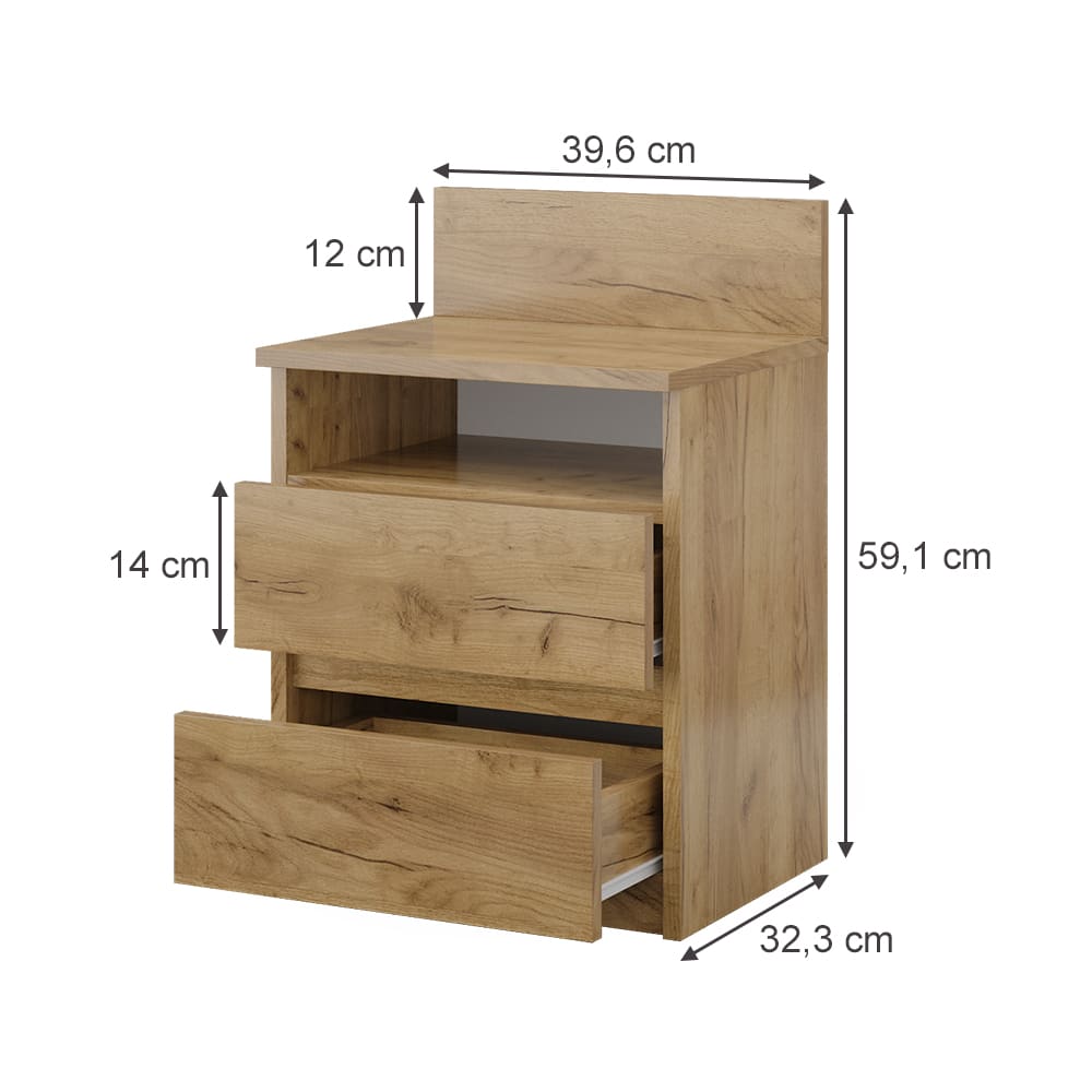 Lot de 2 tables de chevet, effet bois 39.6 x 59.1cm - Maisons du Monde