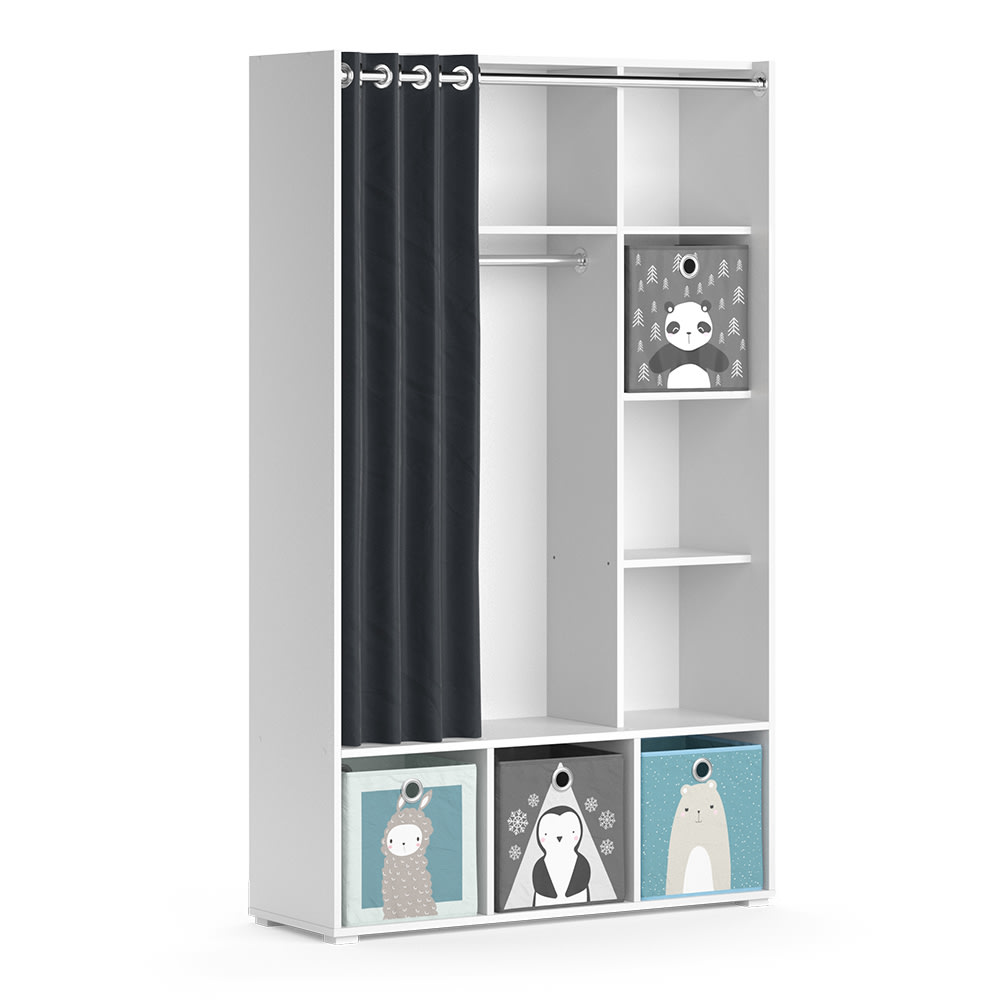 Armoire pour enfants avec boîtes pliantes, Blanc 105.8 x 178.1cm