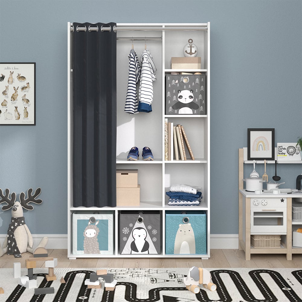 Armoire pour enfants avec boîtes pliantes, Blanc 105.8 x 178.1cm