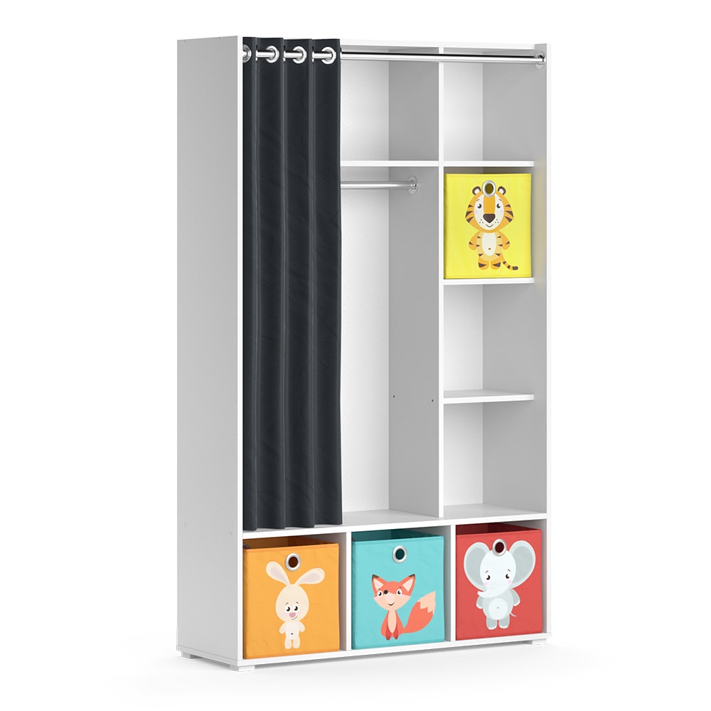Vicco Kinderkleiderschrank Mit Faltboxen (bunt), Weiß 105.8 x 178.1cm style modern WEISS SPANPLATTE Kinder