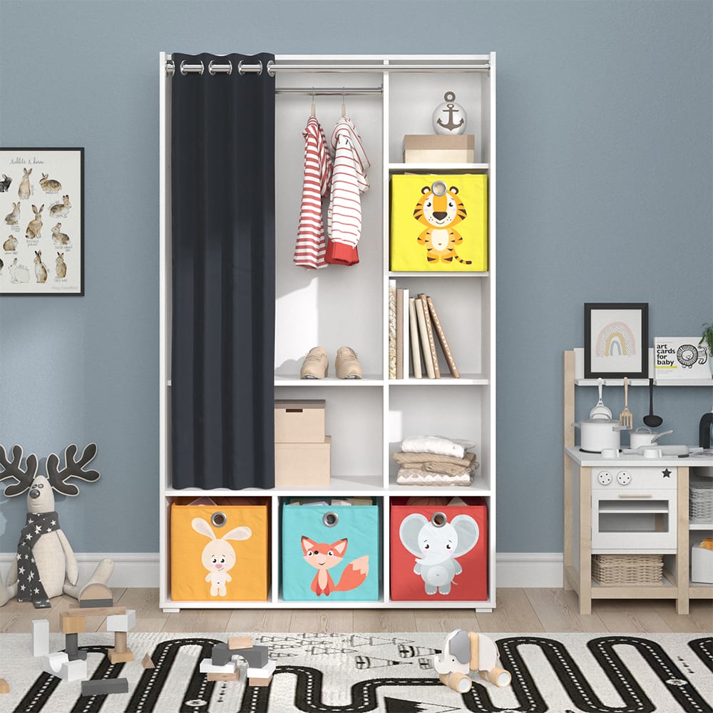 Armoire pour enfants avec boîtes pliantes, Blanc 105.8 x 178.1cm
