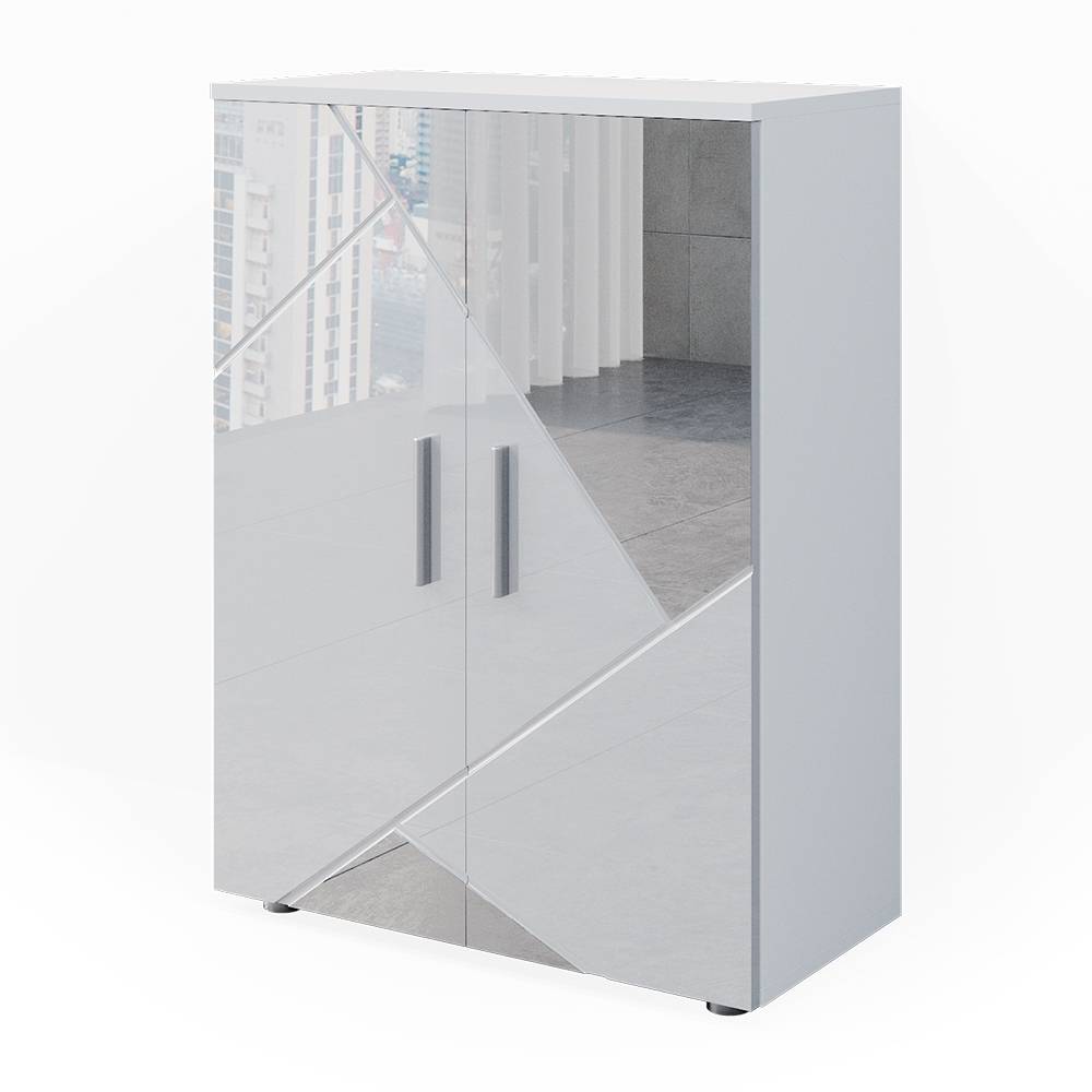 Vicco Midischrank Weiß Hochglanz mit Einsätzen 60x81cm style modern Weiß Spanplatte