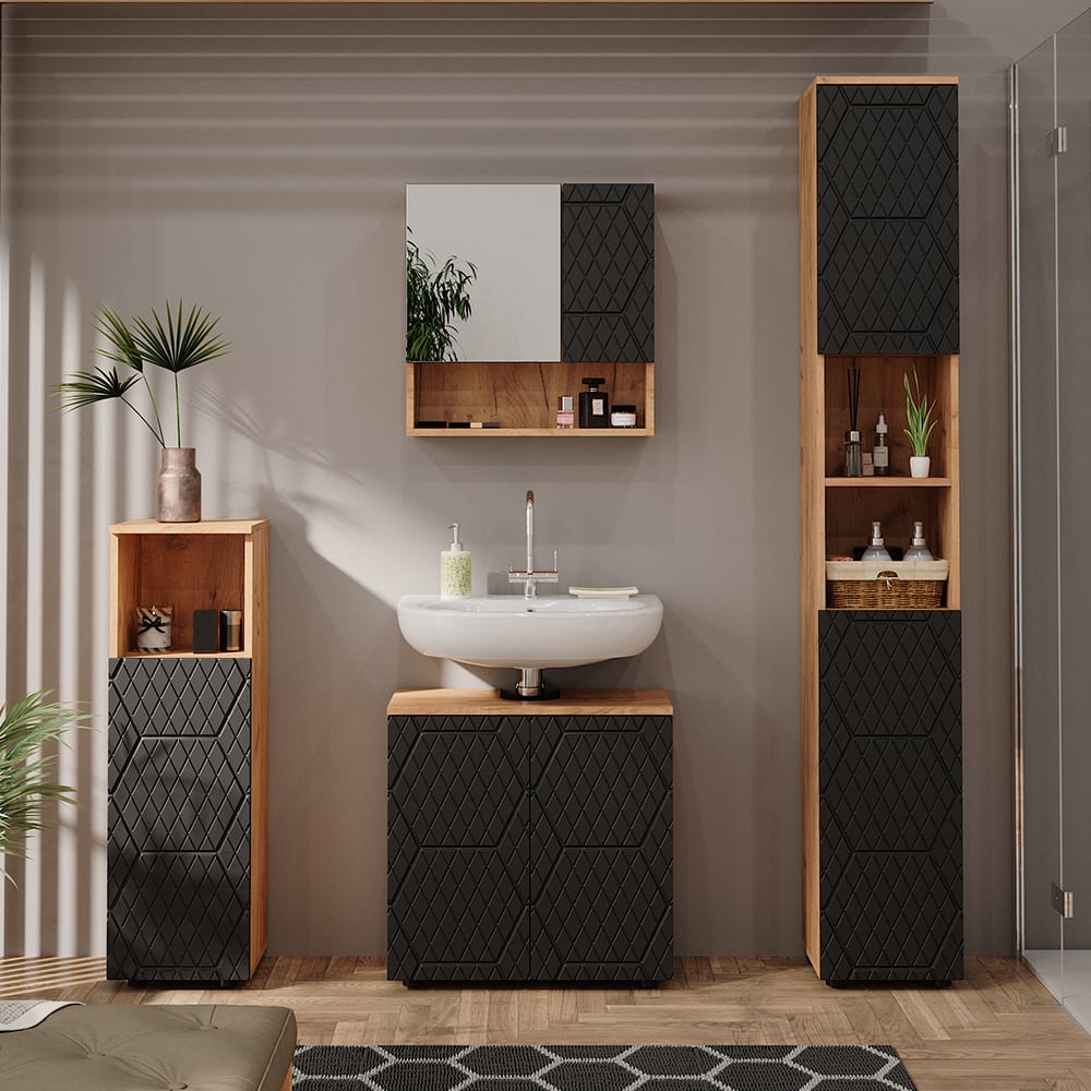 Armoire midisch  Anthracite avec structure en nid dabeille 30x95cm