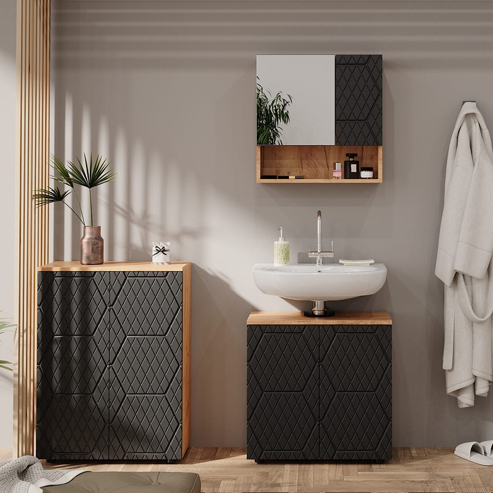 Midischrank  Anthrazit mit Wabenstruktur 60x81cm - Maisons Du