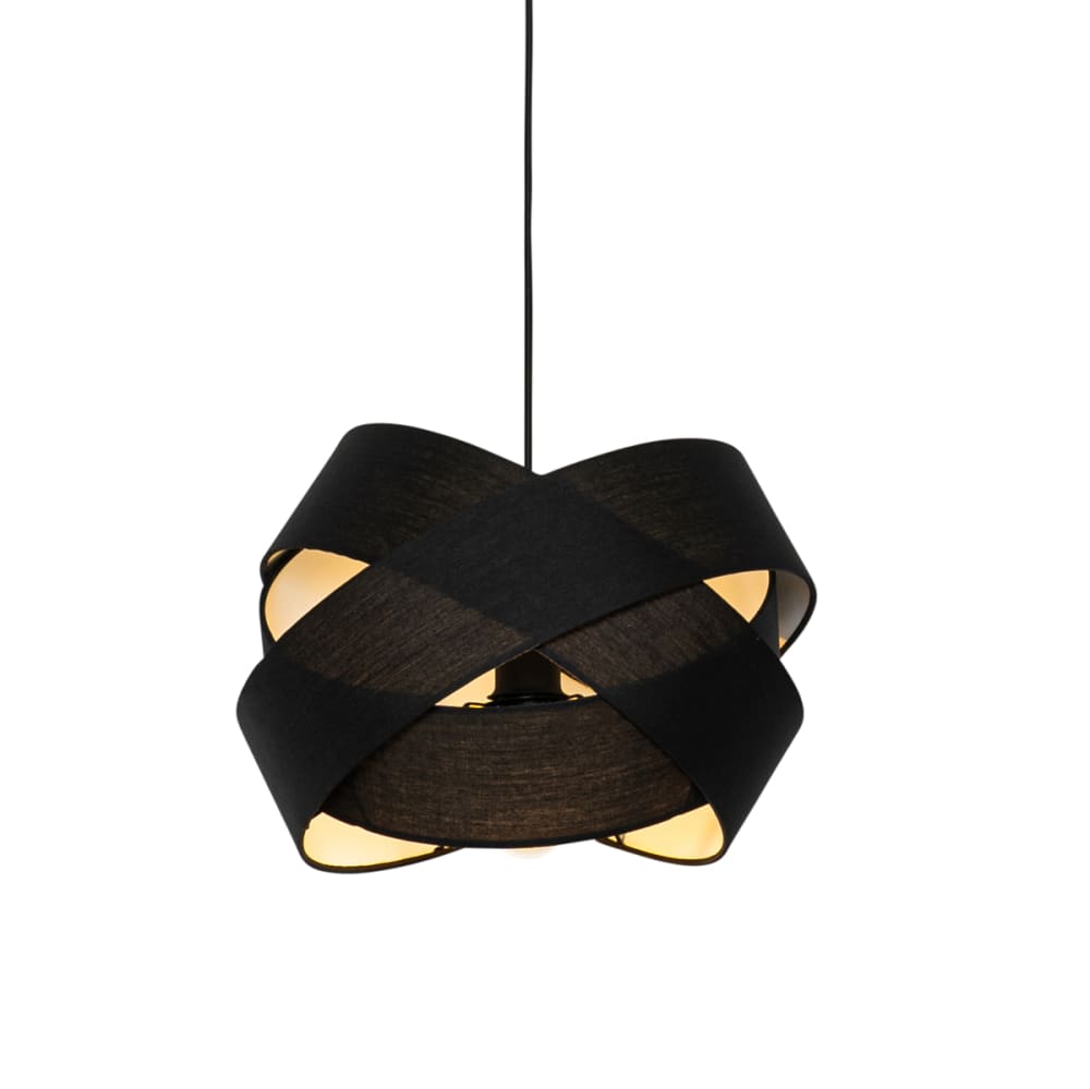 QAZQA Hängelampe aus Stoff, schwarz style modern - Stoff