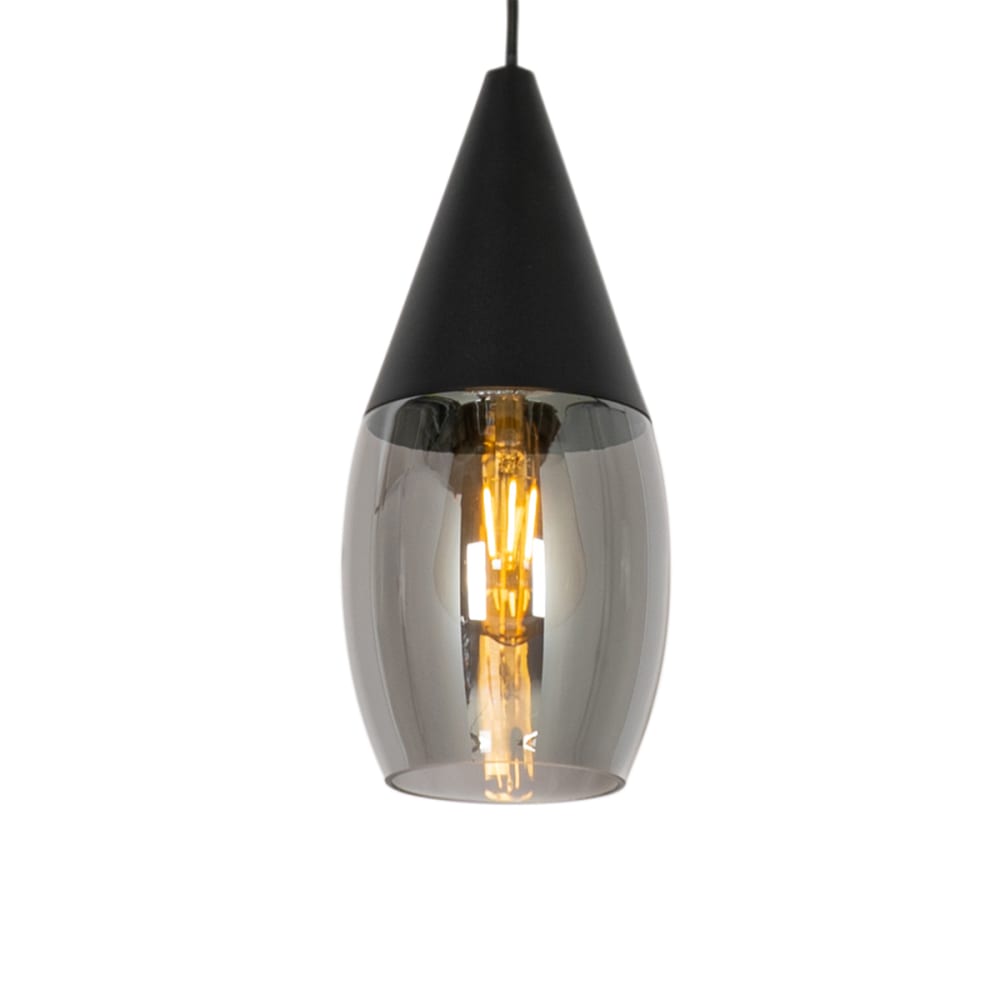 QAZQA Hängelampe schwarz mit Rauchglas style modern - -