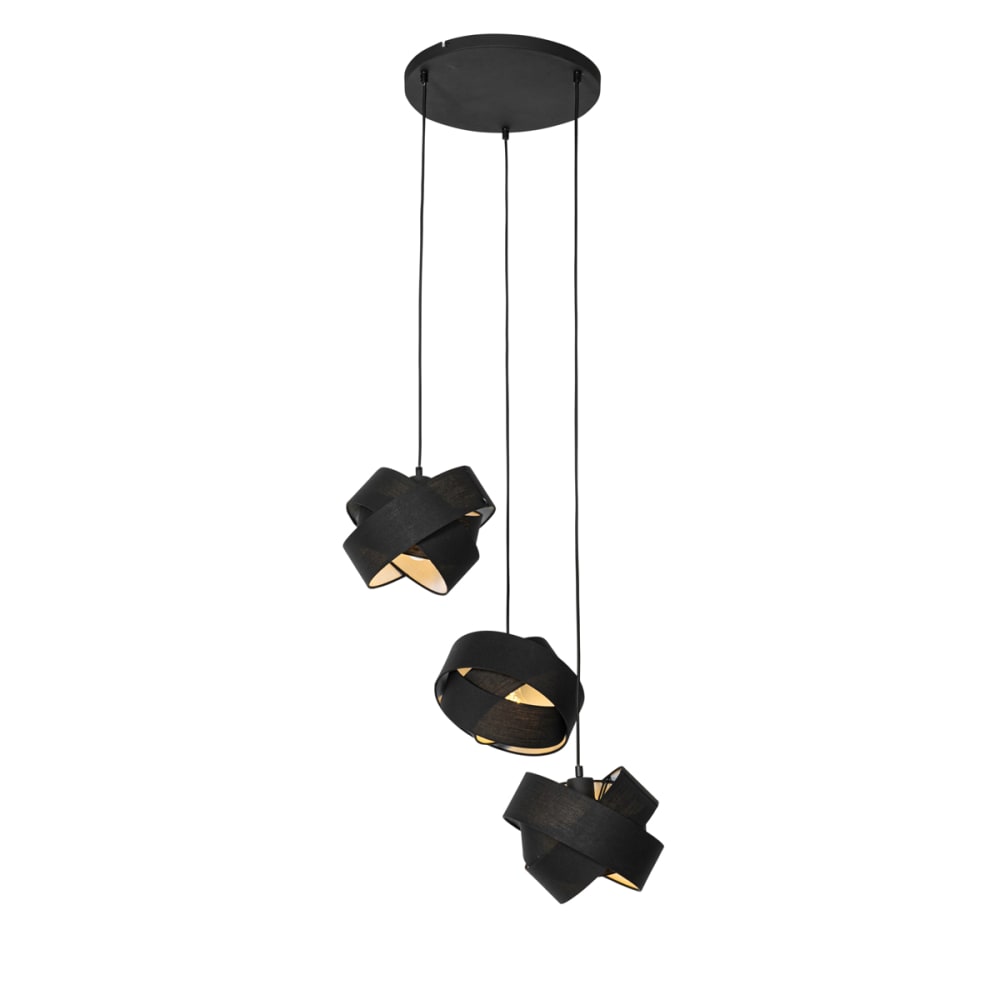 Lampe suspendue moderne noire avec 3 lumières