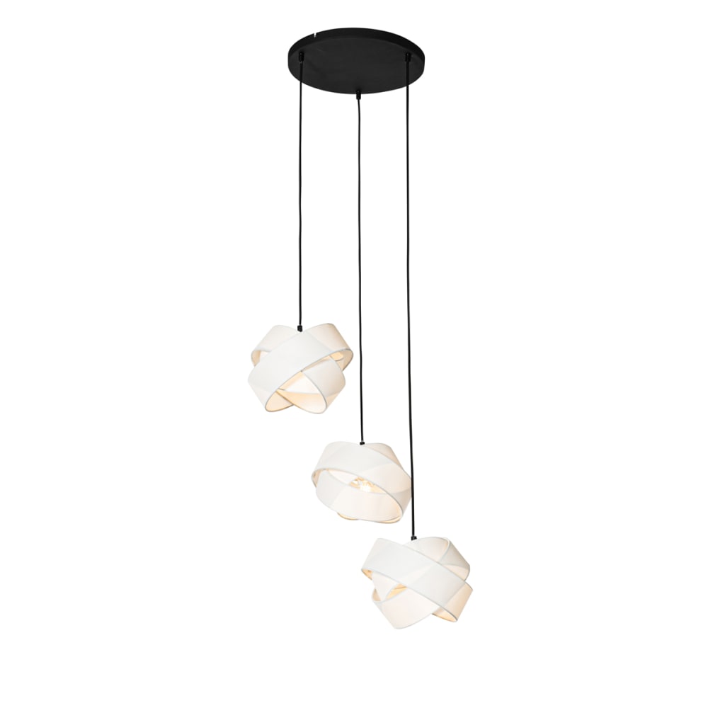 QAZQA Hängelampe weiß, 3-flammig style modern - Stoff