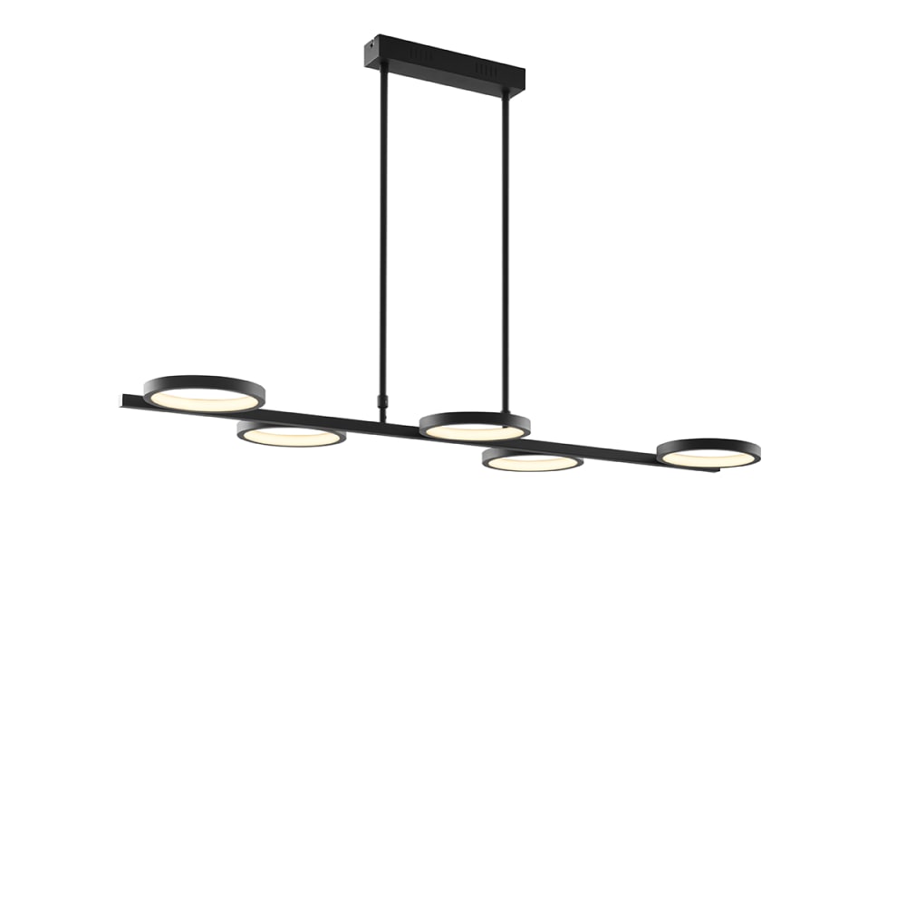 QAZQA Hängelampe schwarz mit LED, 3-stufig dimmbar, 5-flammig style modern - Aluminium