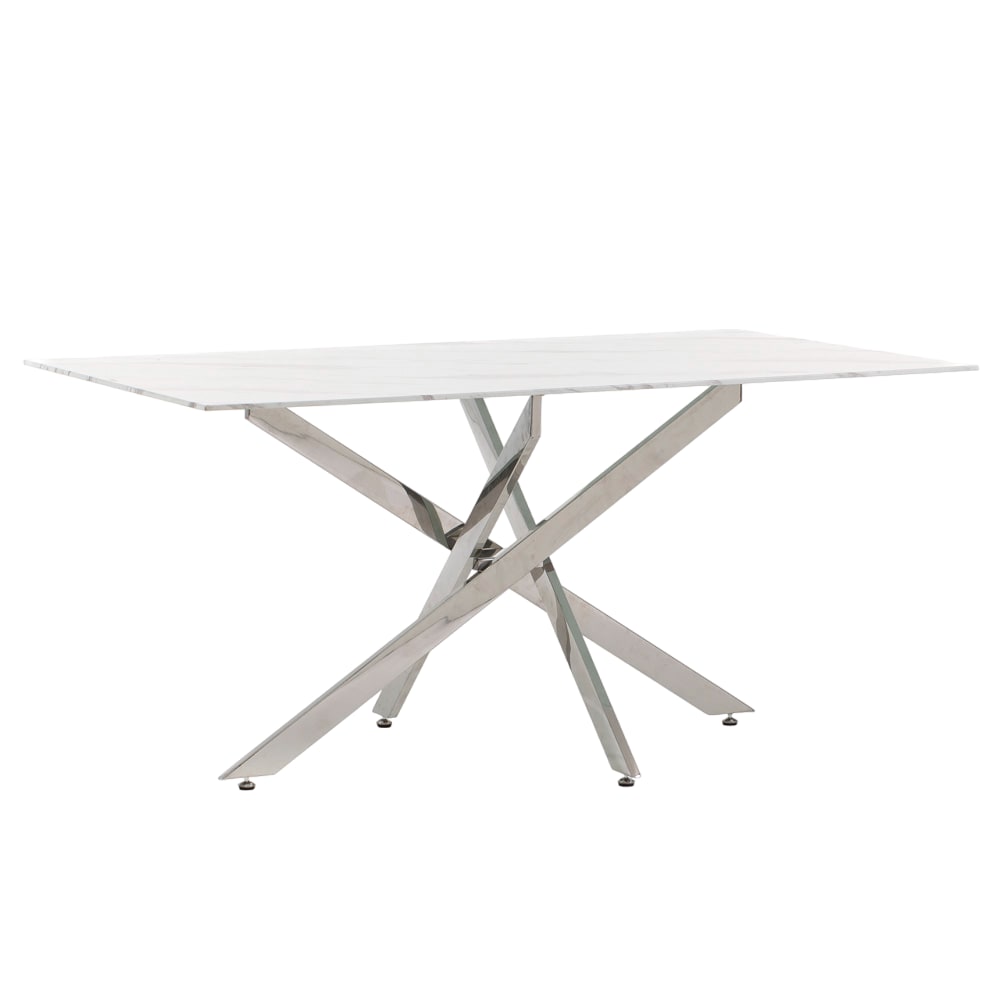 Siediti Fuori e Dentro Innen-Tisch 160x90cm Glasplatte weißer Marmor/silber style modern - Glas