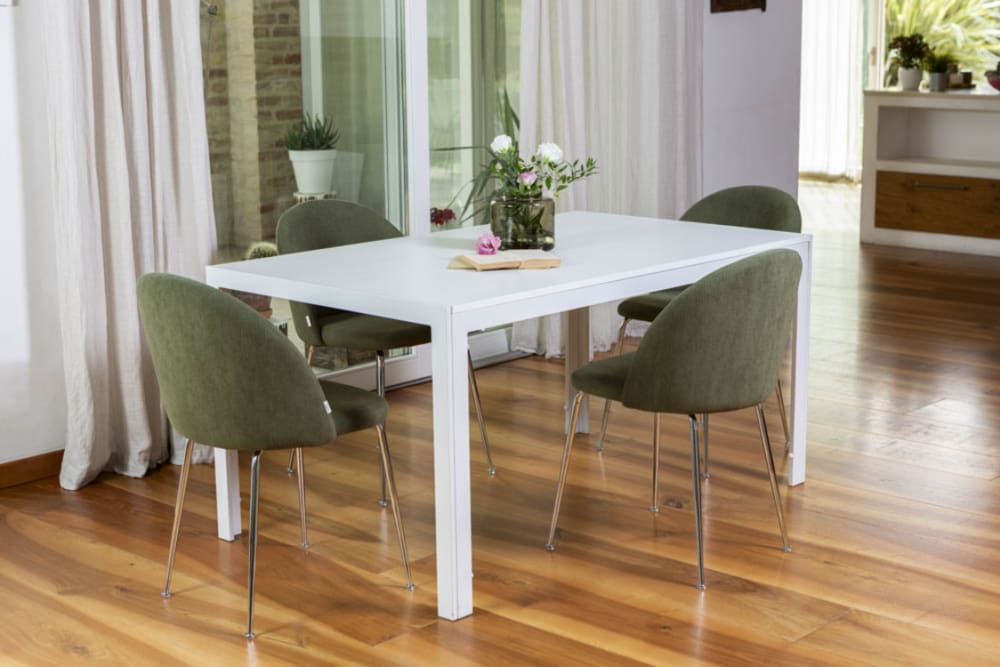 Rechteckiger Tisch 150x90cm MDF weiß/weißes Holz - Maisons Du
