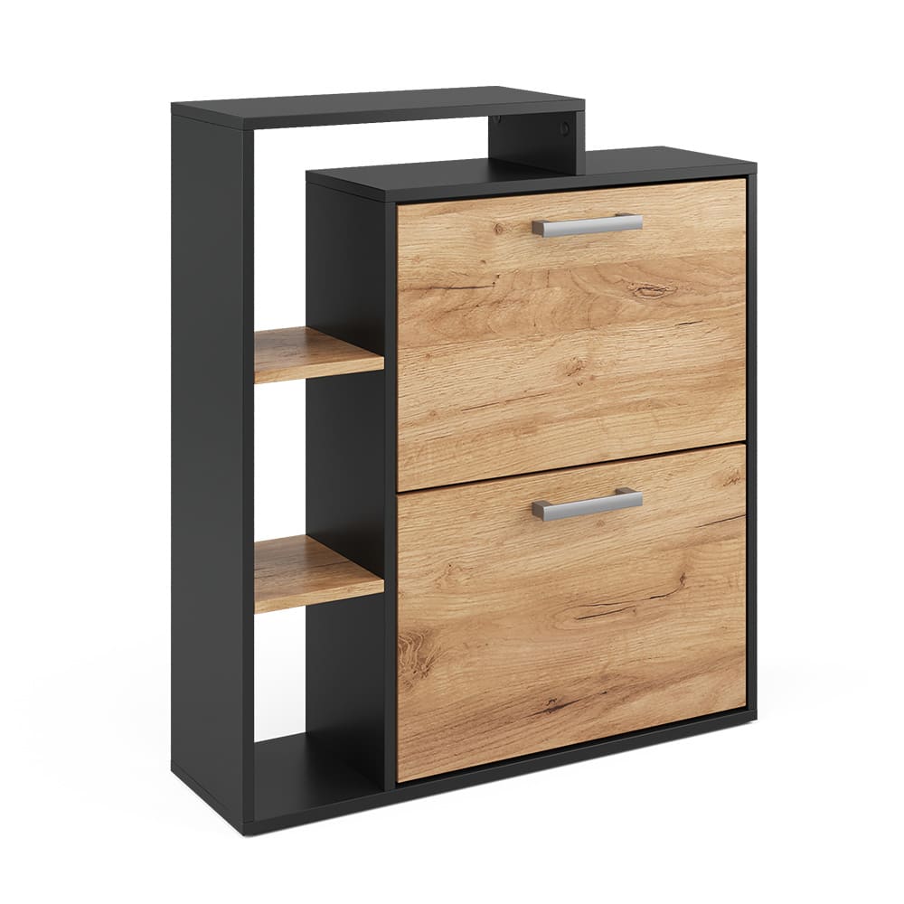 Schuhkipper 2 FäChern Goldkraft Eiche/Anthrazit 24.5X90Cm