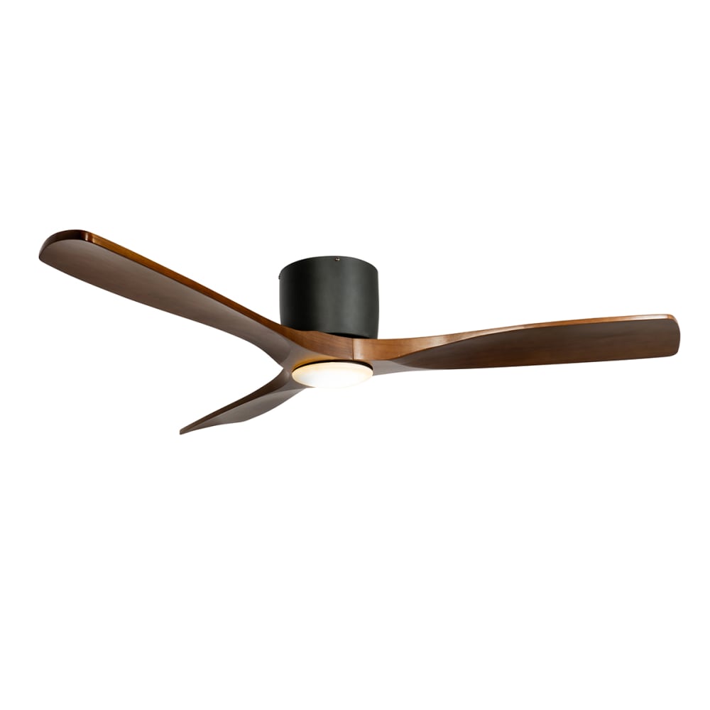 Ventilateur plafond noir bois LED télécommande incluse