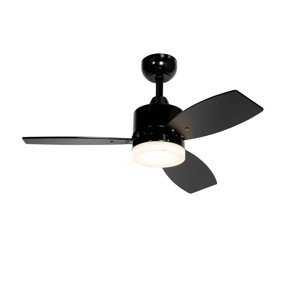 Ventilateur plafond noir LED avec télécommande IP44