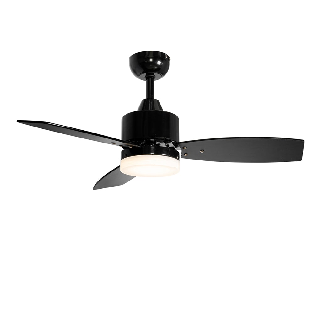 Ventilateur plafond noir LED avec télécommande IP44