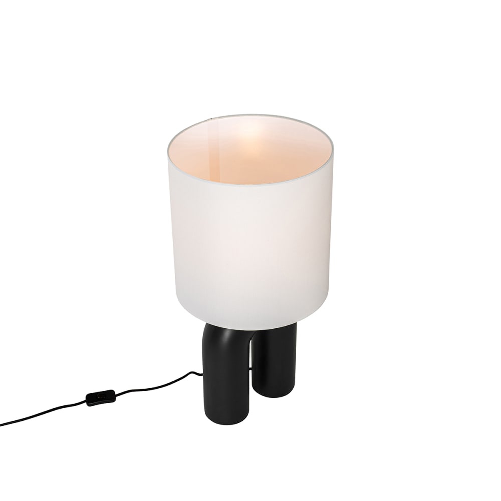 Lampe de table design noire abat-jour en lin blanc — vue 3
