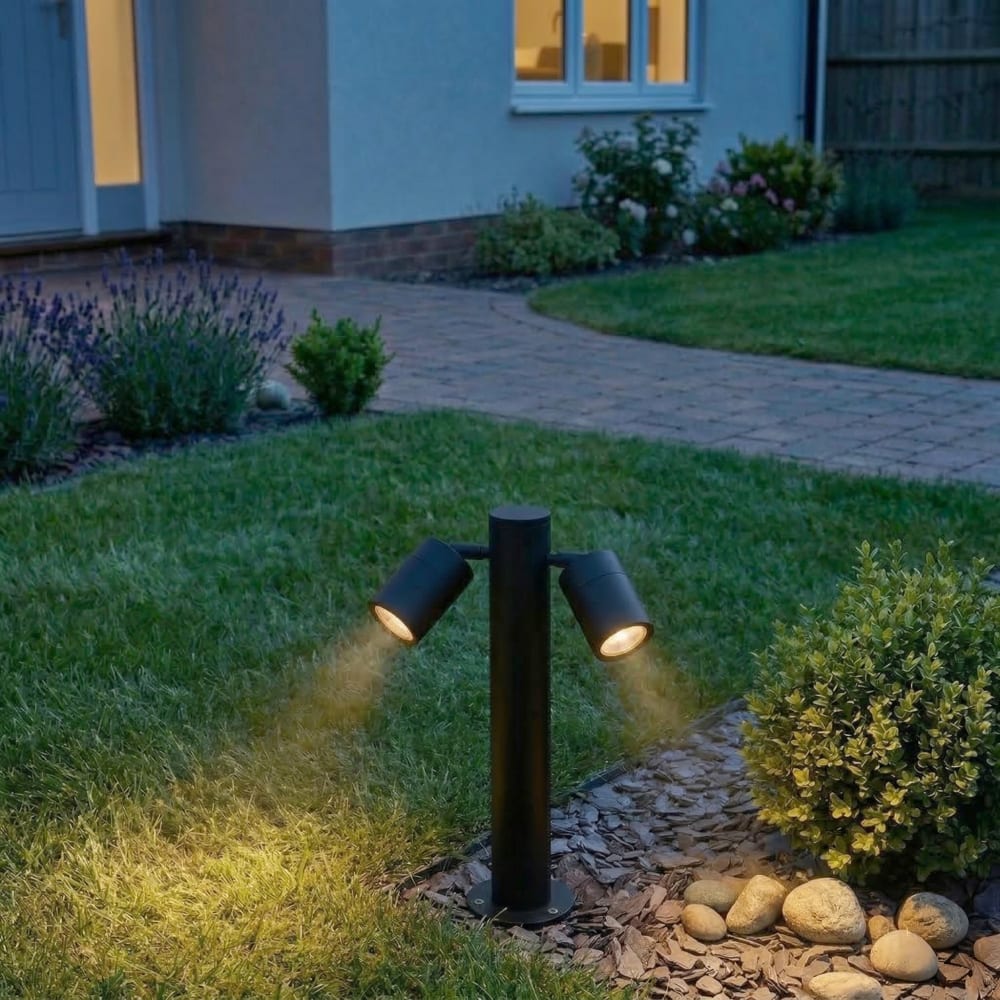 Lampadaire extérieur noir 45 cm 2 lumières ip44 réglable - Maisons du Monde