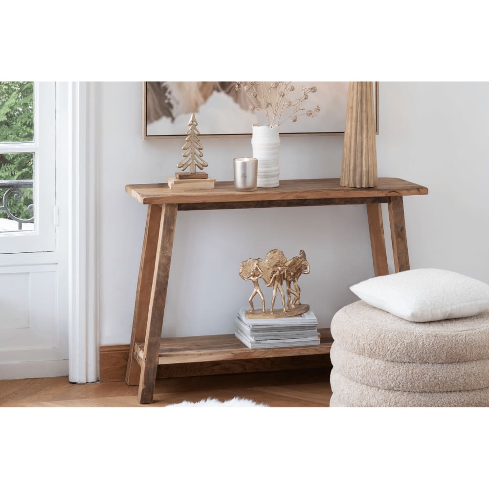 Console double plateau en bois recyclé l120 naturel - Maisons du Monde