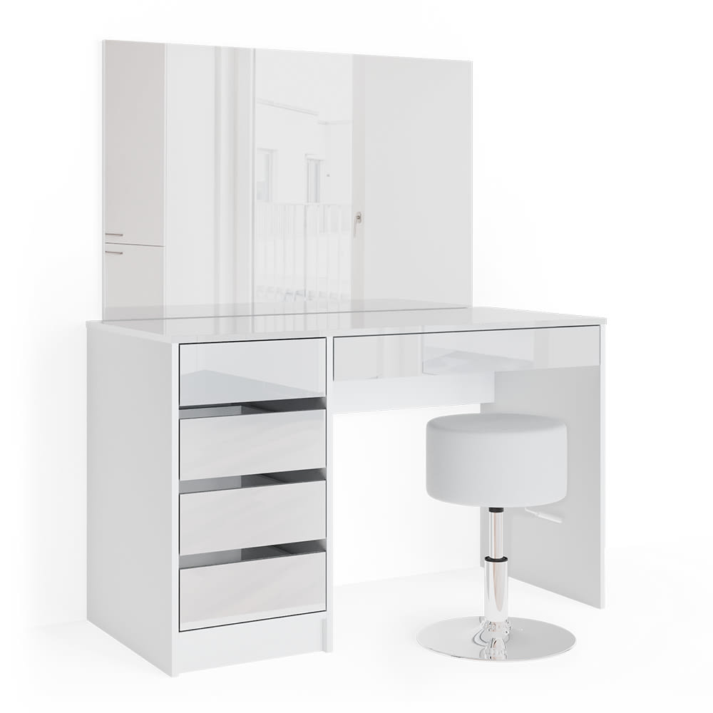 Vicco Schminktisch-Set mit Spiegel und Hocker Weiß 120x145cm style modern Weiß Spanplatte