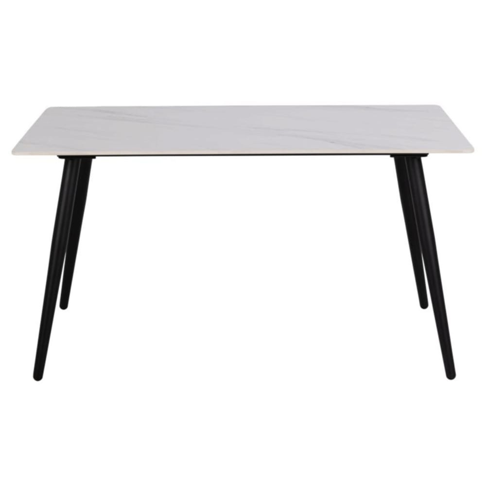 Table à manger 4 personnes effet marbre pieds noirs
