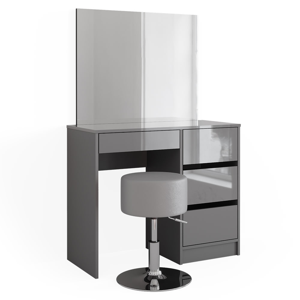 Vicco Schminktisch mit Hocker, Grau 90 x 75cm style modern Grau Spanplatte
