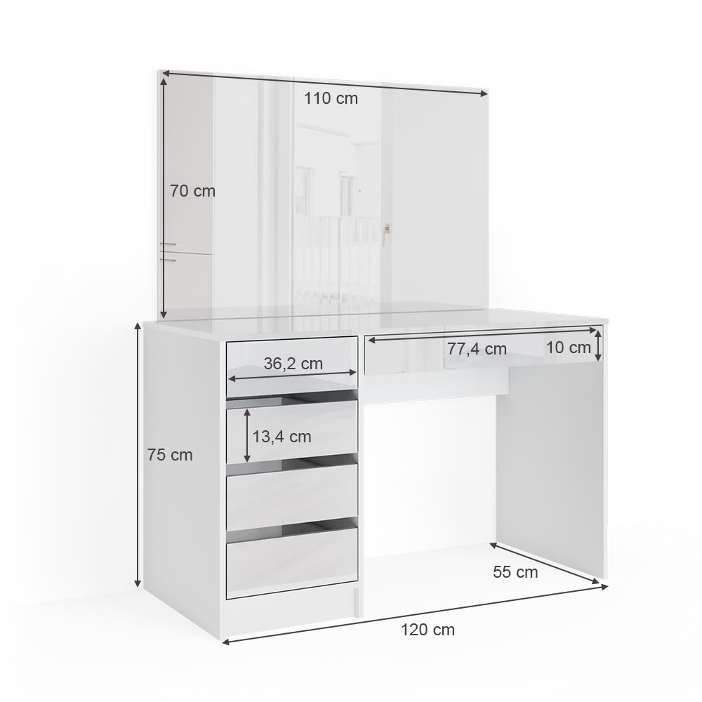 Schminktisch mit Spiegel Weiß 120x145cm - Maisons Du Monde