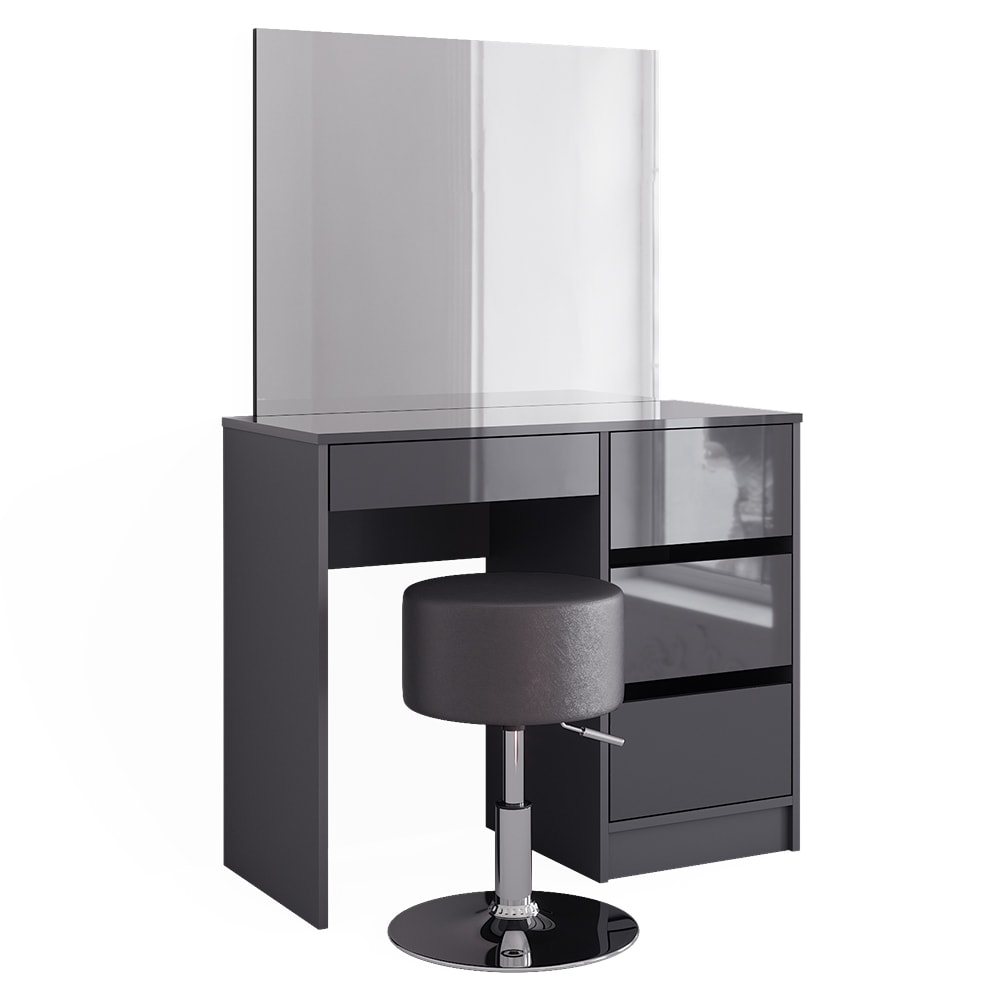 Vicco Schminktisch mit Hocker, Anthrazit 90 x 75cm style modern Grau Spanplatte