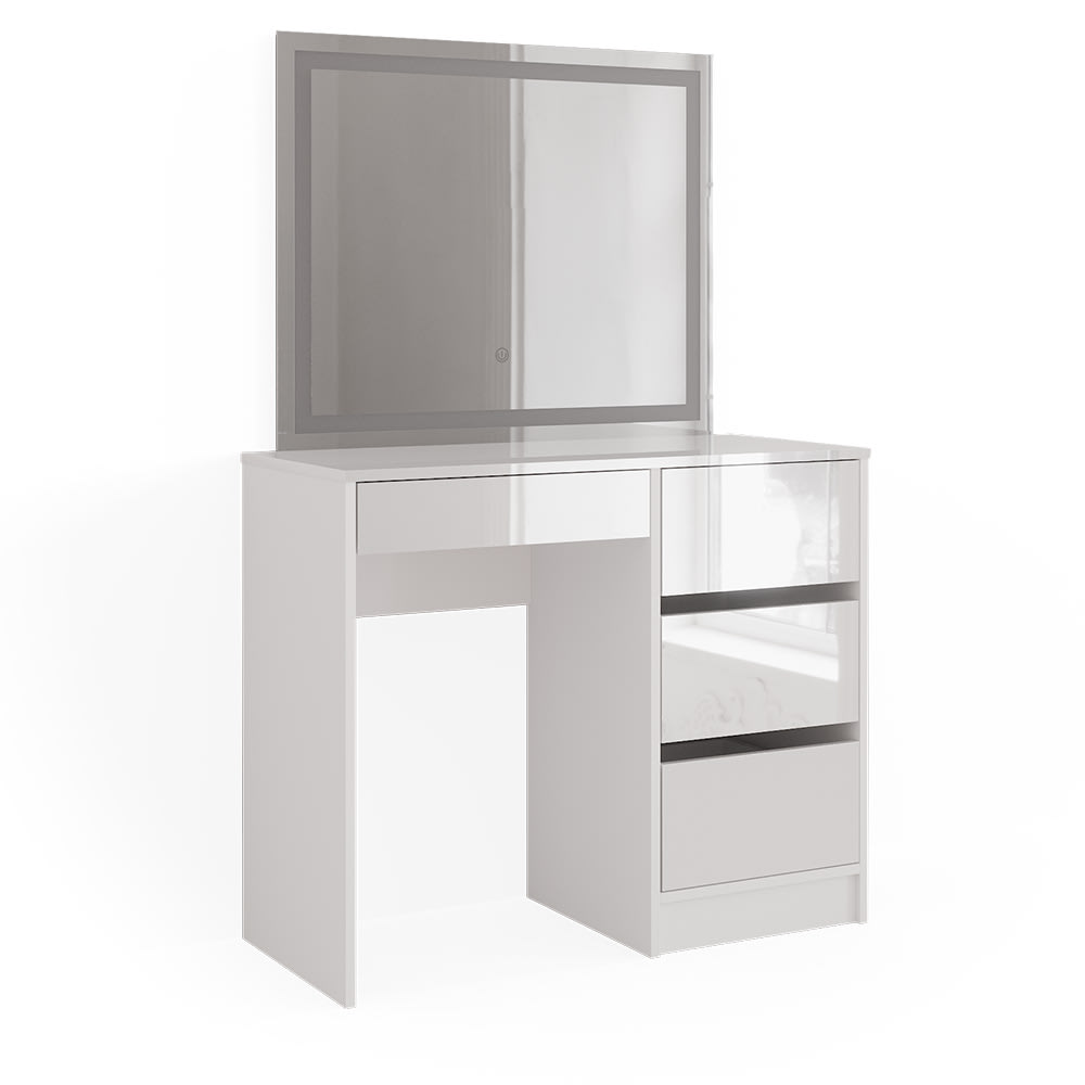 Coiffeuse avec miroir LED, Blanc 90 x 75cm