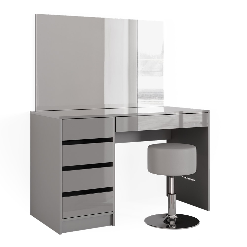 Vicco Coiffeuse avec miroir et tabouret gris 120x145cm style contemporain Gris Panneau De Particules - 120x145x55cm