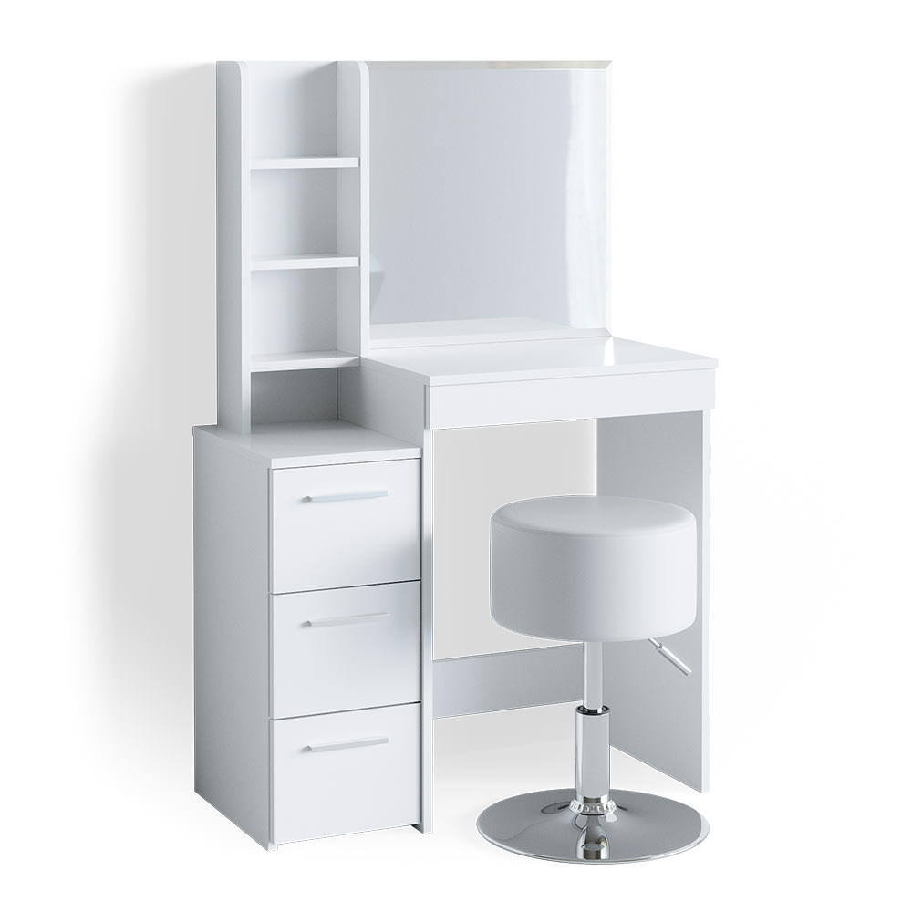 Coiffeuse avec miroir et tabouret blanc 80x127.4cm