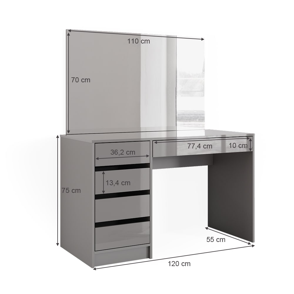 Schminktisch mit Spiegel Grau 120x145cm - Maisons Du Monde