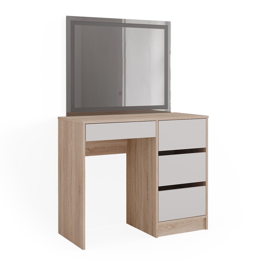 Coiffeuse avec miroir LED, Sonoma 90 x 75cm
