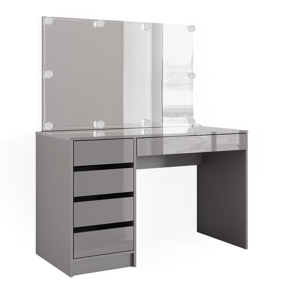 Coiffeuse avec miroir et guirlande led gris 120x145cm