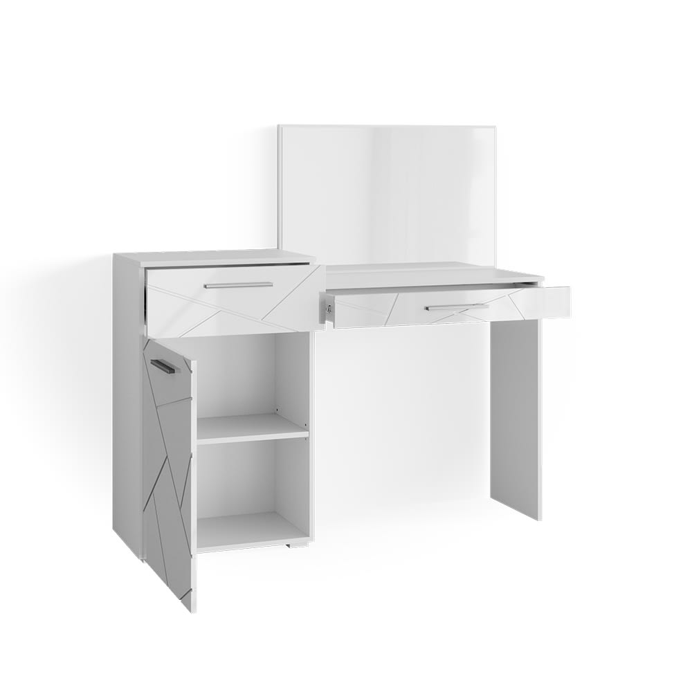 Vicco Schminktisch Weiß 135x90cm style modern Weiß Spanplatte