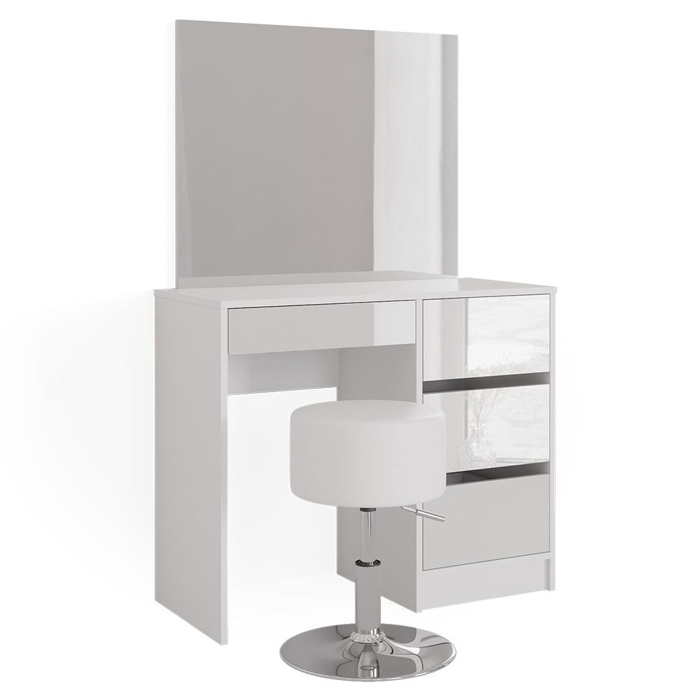 Coiffeuse avec miroir et tabouret blanc 90x140cm