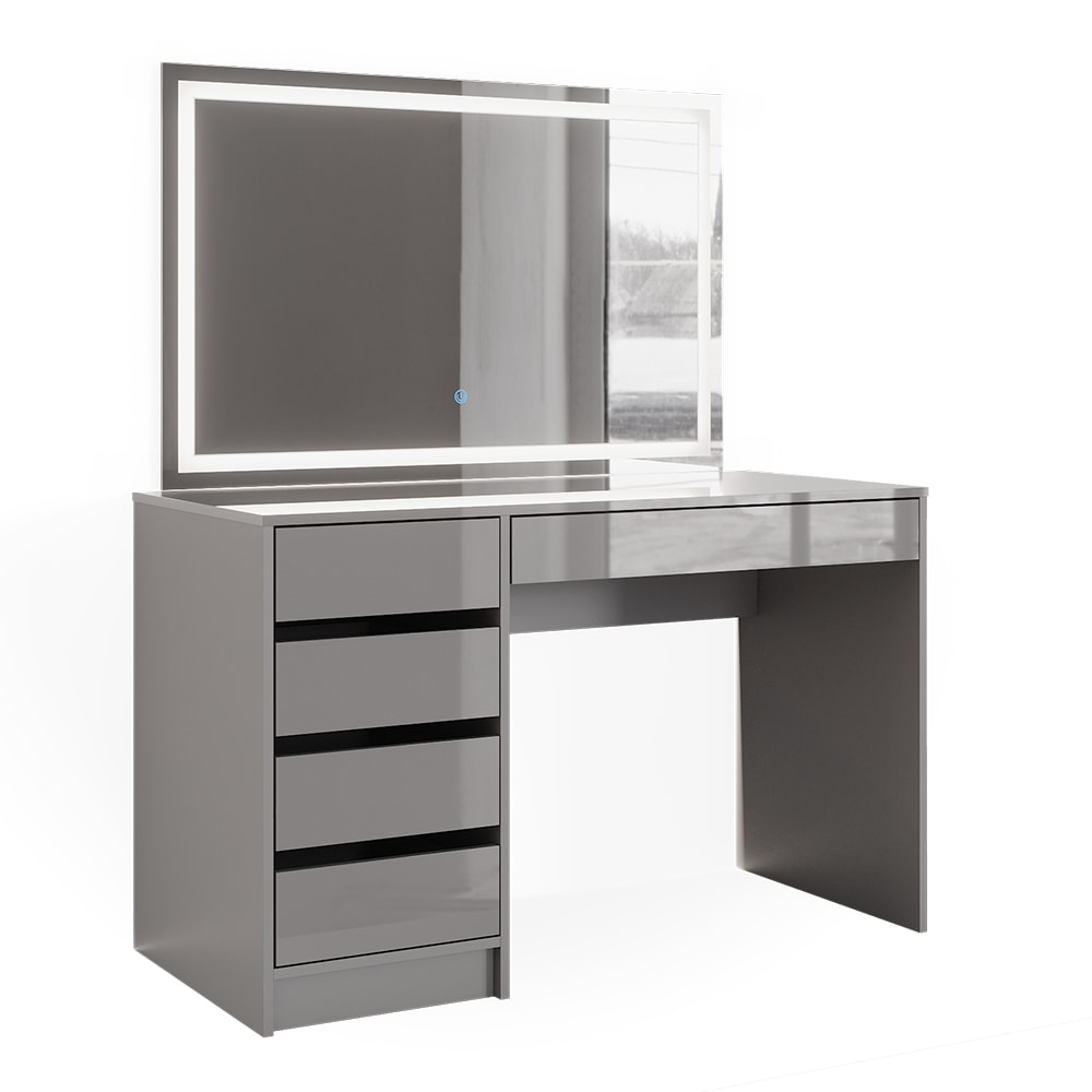 Coiffeuse avec miroir LED, Gris 120 x 75cm