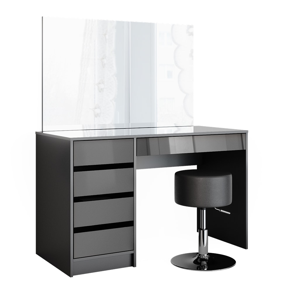 Coiffeuse, anthracite 120 x 75cm avec tabouret