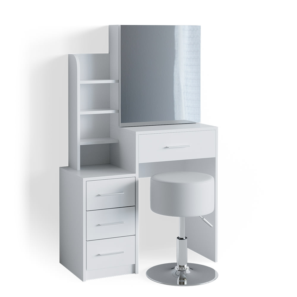 Coiffeuse avec miroir et tabouret blanc 80x131.6cm
