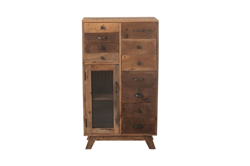 Buffet haut à tiroirs en bois recyclé naturel H110