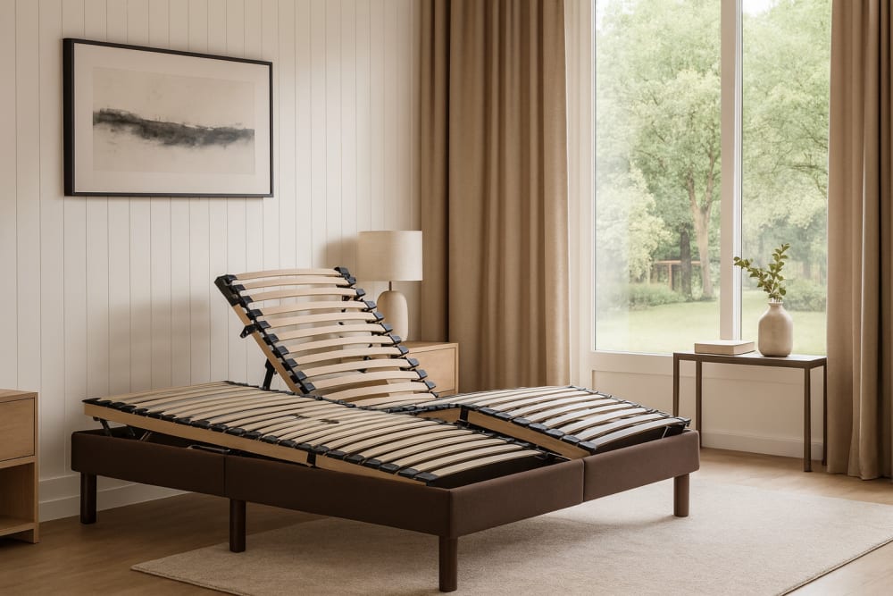 Sommier électrique essenzia zen detente marron 2x80x200 lattes