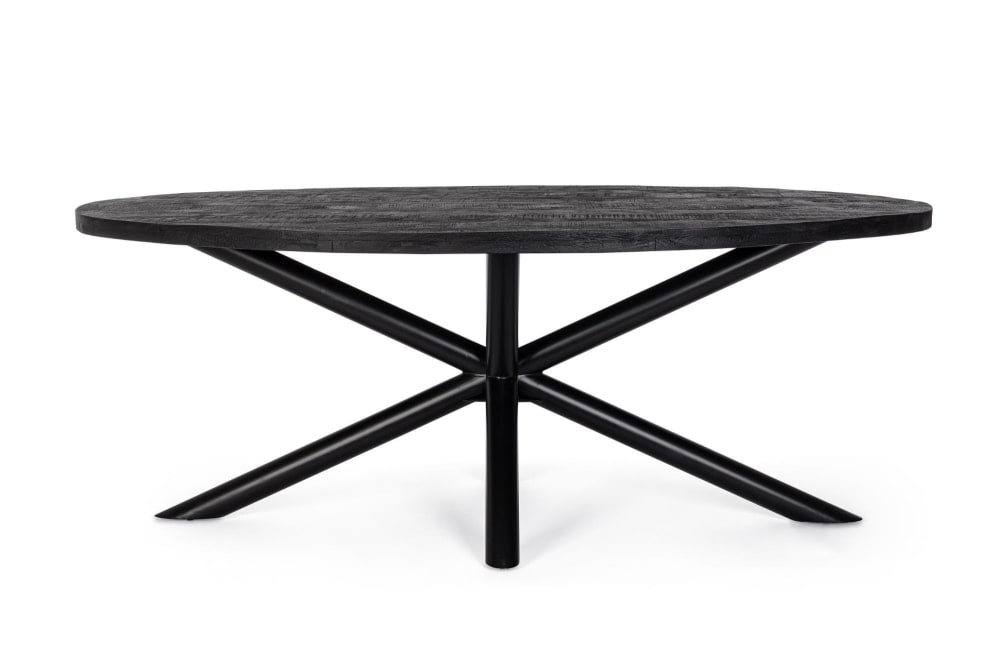 Table+ovale+et+pied+central+noir+8/10+places+L200